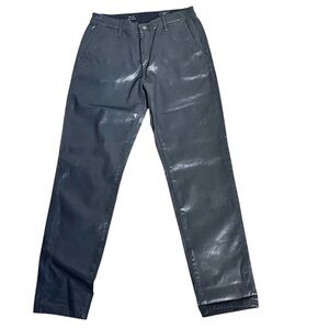 AG Adriano Goldschmied Women's Black Straight Leg Faux Leather Jeans 25 Biker